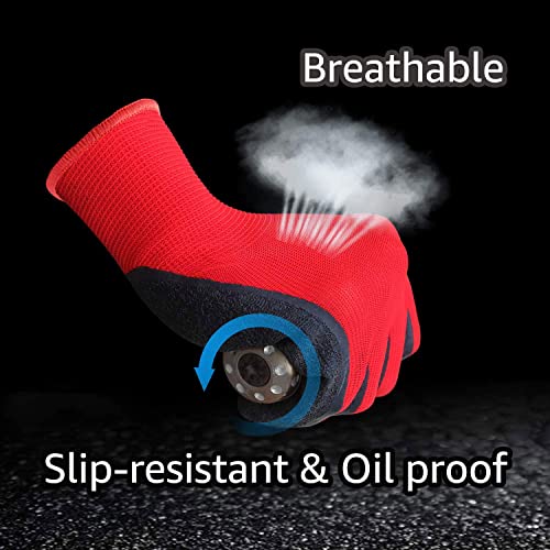 Evridwear Crinkle Latex Rubber Hand Coated Safety Work Gloves for Men Women General Multi Use Construction Warehouse Gardening Assembly Landscaping (S-Size) 12 Pairs Pack - Image 5