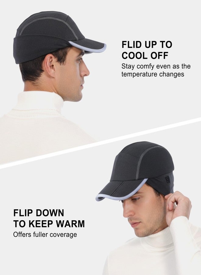 جادمكيندز قبعة بيسبول من الصوف من GADIEMKENSD مع غطاء أذن قابل للطي، عاكسة للضوء، مناسبة للجري في الشتاء، للرجال والنساء، مع غطاء للأذنين، مثالية للأنشطة الخارجية مثل الصيد والمشي لمسافات طويلة والجولف والتزلج على الجليد، لون أسود، للجنسين - Image 4