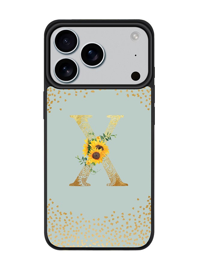 Stylizedd iPhone 17 Pro Case, [Compatible with MagSafe] Slim Magnetic cover Phone Case iPhone 17 Pro -Custom Floral Monogram - X  (Light Grey ) - Image 1