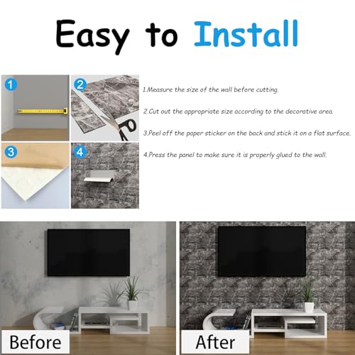 Greymond 3D Wall Panels Peel and Stick in Grey White20 PCS XPE Foam 3D Wallpaper Faux Brick Wall Panels for Bedroom Stairs Kitchen - Image 3