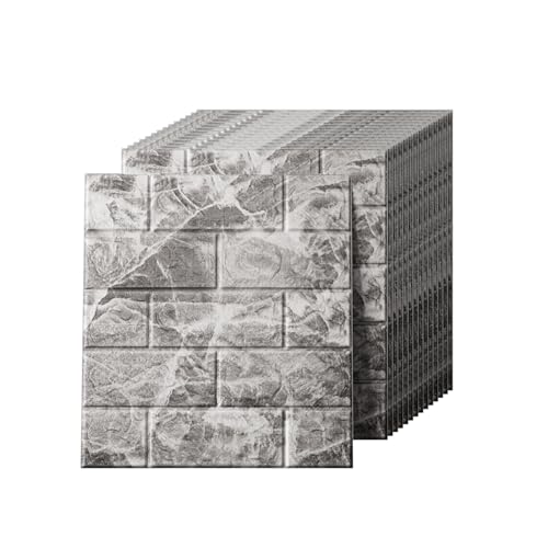 Greymond 3D Wall Panels Peel and Stick in Grey White20 PCS XPE Foam 3D Wallpaper Faux Brick Wall Panels for Bedroom Stairs Kitchen - Image 1