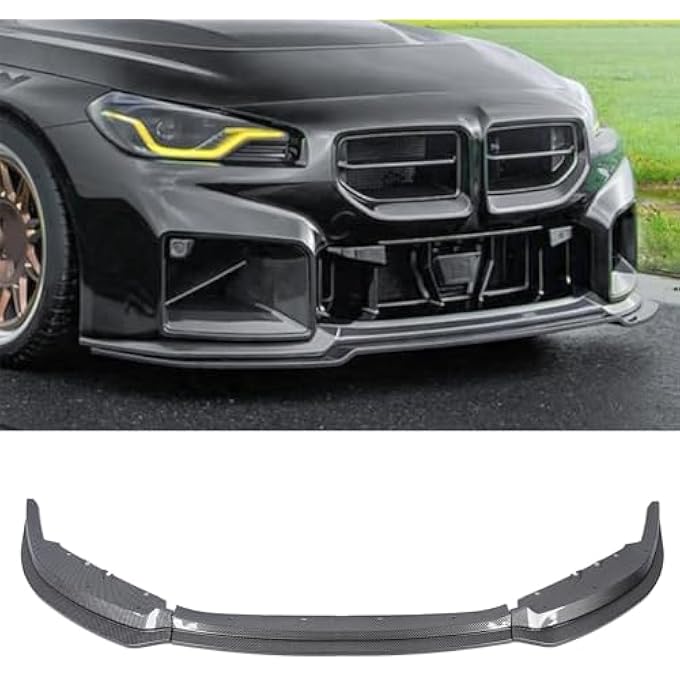 Brilluxa Front Bumper Lip, Chin Splitter Spoiler, Compatible with BMW 2 Series M2 G87 2023Up, Front Lip Protector Sport Aerodynamic Trim (Carbon Fiber Look) - Image 2