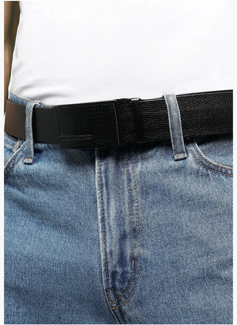 French Accent Textured Formal PU Leather Belt without Buckle For Men