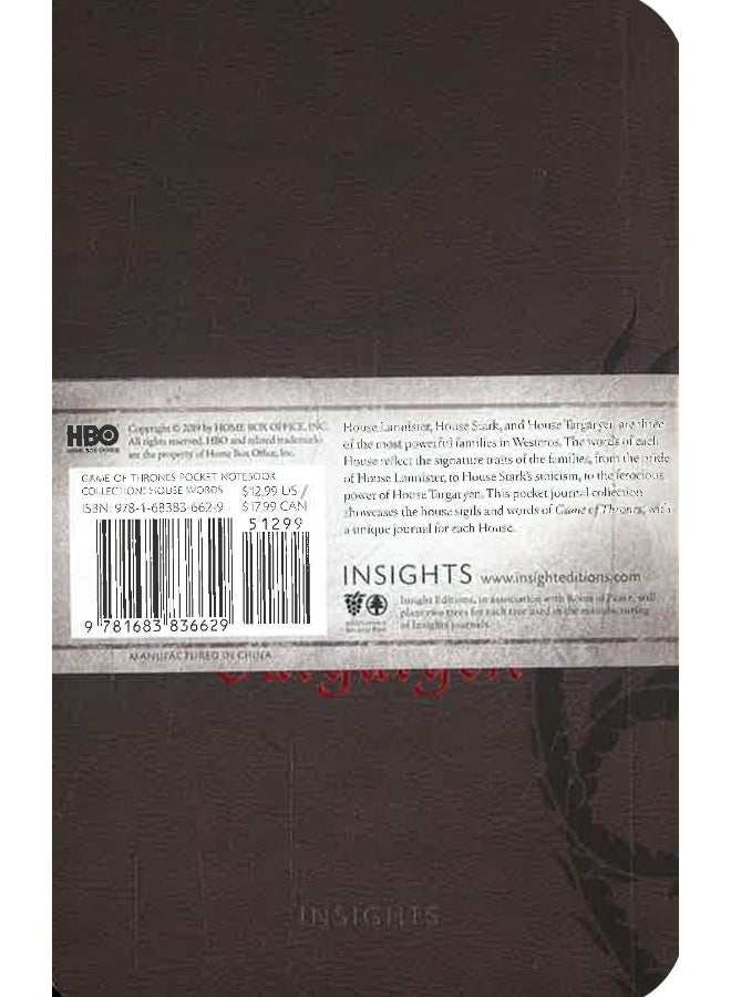 Game Of Thrones: Pocket Notebook Collection (Set Of 3): House Words - Image 2
