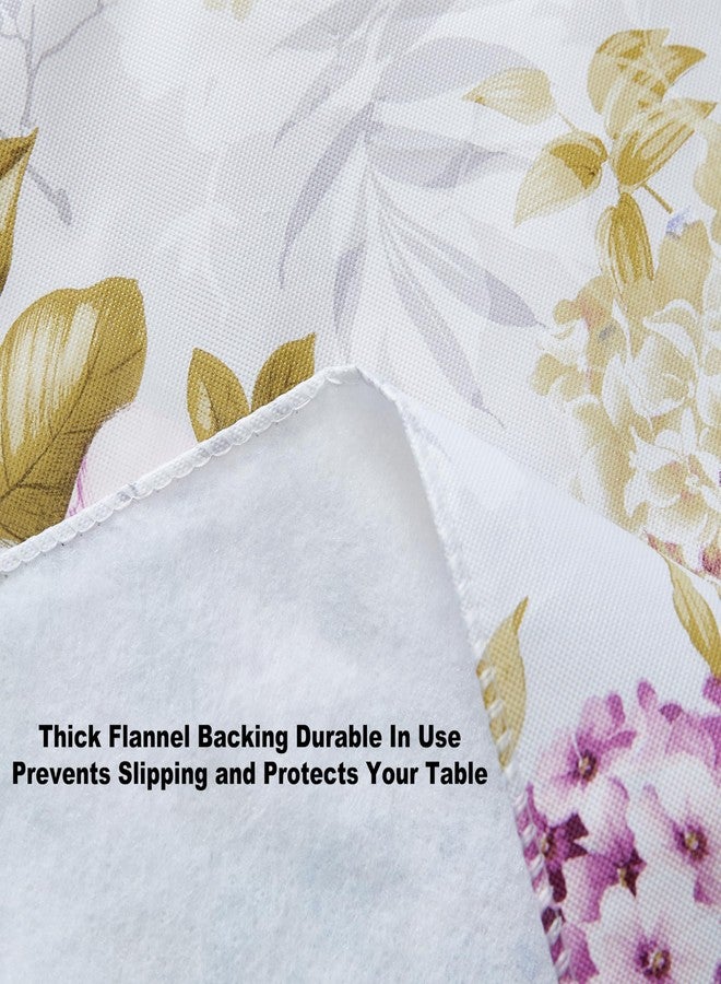 Newbridge Avery Garden Blooms and Buds Vinyl Round Tablecloth, Hydrangea Pink Floral 70 Inch Flannel Backed Table Cover for Holiday Dining Parties - Image 5