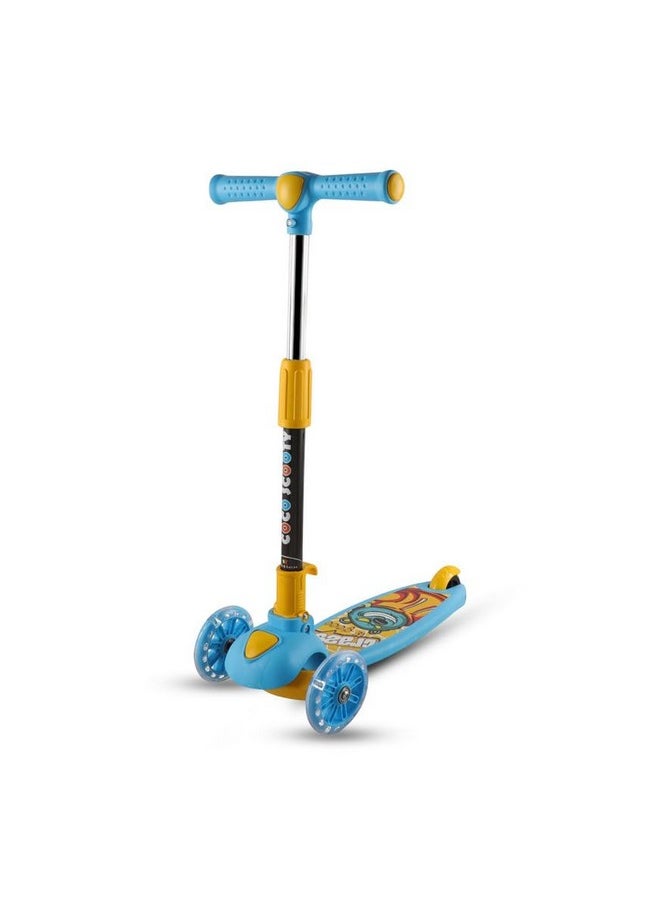 BabyKicks - Babykicks Pluto Racer Kick Scooter for Kids 6-12 Years, Height Adjustable Foldable Kids Scooter with Lighting Wheels & Rear Foot Brake, Suitable for Unisex Kids (Blue) - Image 1