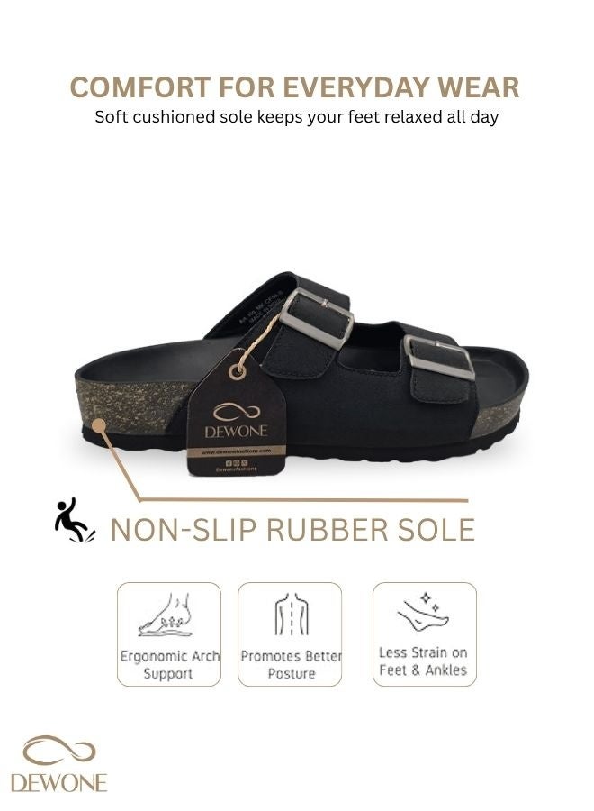 Dewone Men’s Casual Fashion Slippers | Comfortline Arabic Sandals for Men | Non-Slip Outdoor & Indoor Flat Shoes | Open Toe Adjustable Mens Arabic Sandals for Daily Wear, Beach & Travel | Lightweight Casual Footwear-Black - Image 2