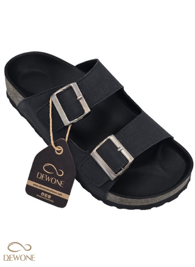 Dewone Men’s Casual Fashion Slippers | Comfortline Arabic Sandals for Men | Non-Slip Outdoor & Indoor Flat Shoes | Open Toe Adjustable Mens Arabic Sandals for Daily Wear, Beach & Travel | Lightweight Casual Footwear-Black - Image 5