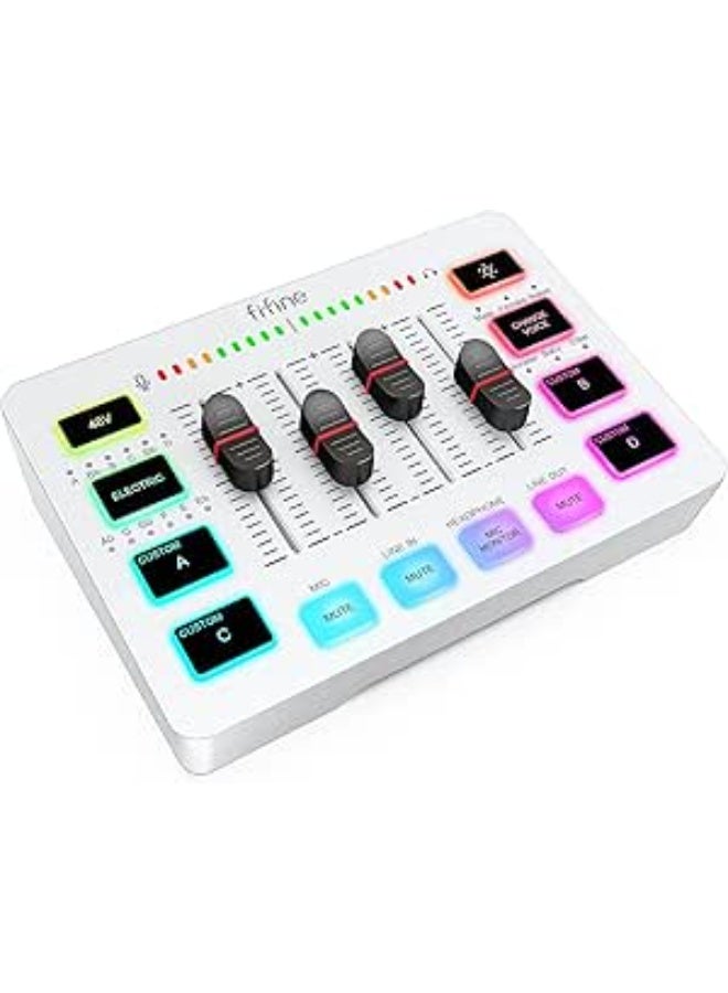 FIFINE Audio Mixer, Gaming Streaming PC Mixer with Slider Fader, XLR Microphone Interface, Monitoring, for Video/Game Voice/Podcast Recording-AmpliGame SC3W - Image 1