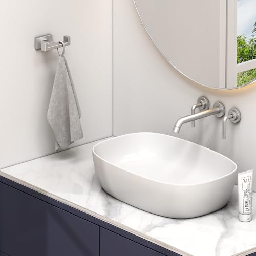 Angle Simple Bathroom Double Hook 2 PCS, SUS304 Stainless Steel Hand Towel Holder, Bath Towel Hanger, Modern Robe Hook for Wall, Brushed Nickel - Image 2