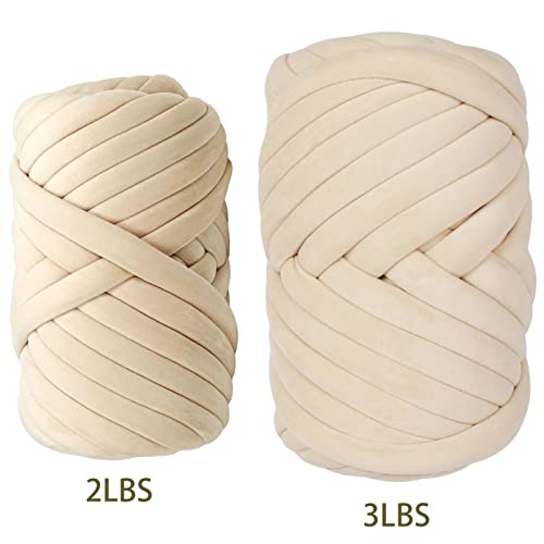 Casaphoria Chunky Yarn for Hand & Arm Knitting, Super Soft Giant Yarn for DIY Blanket & Pillow (Beige, 2Lbs) - Image 3