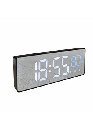 Creative mirror clock mute LED electronic clock student three sets of alarm clock children bedside table clock 0715 Black Shell Mirror (Blue Temperature) - pzsku/Z985168697EB5980E152DZ/45/1746213691/94b65abe-efdc-4eae-9803-b386e45c58f6