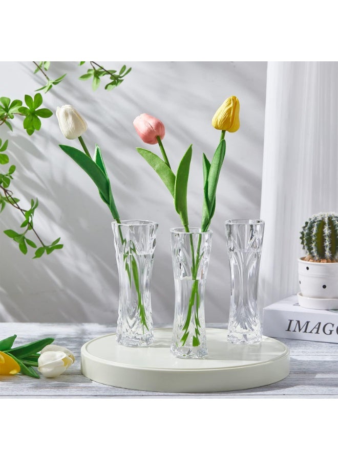 4 Pcs Acrylic Glass Bud Vases for Centerpiece Christmas Clear Plastic Bud Vase Crystal Acrylic Vase Small Break Resistant Flower Vase for Rose Home Decoration(2.17 x 6.54 Inch) - Image 3