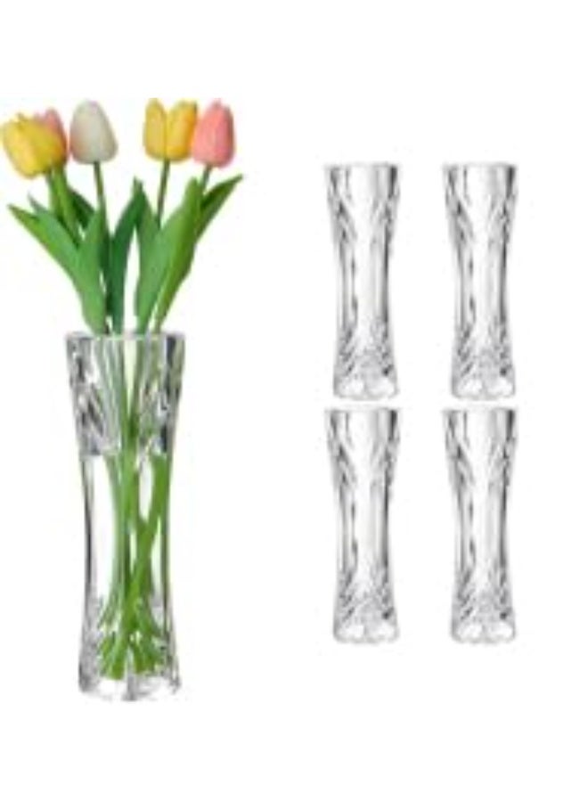 4 Pcs Acrylic Glass Bud Vases for Centerpiece Christmas Clear Plastic Bud Vase Crystal Acrylic Vase Small Break Resistant Flower Vase for Rose Home Decoration(2.17 x 6.54 Inch) - Image 1