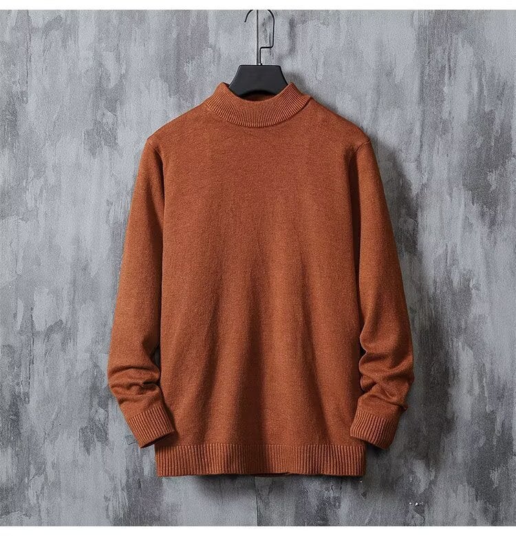 Long Sleeve Unisex Spring Autumn Winter High Elasticity Warm Solid Color Candy Color Half High Collar Knitted Base Layer Outerwear Sweater
