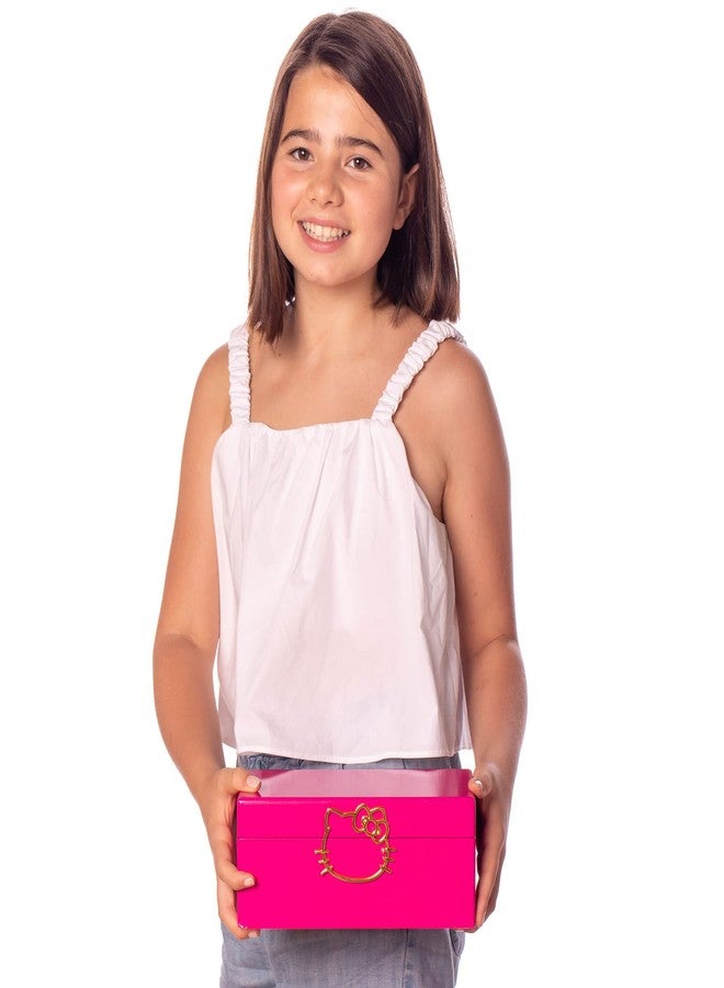 هالو كيتي صندوق مجوهرات من خشب مطلي باللون الوردي بتصميم أيقونة ذهبية من سانريو، مبطن بالجلد المدبوغ، مرخص رسميًا - Image 2