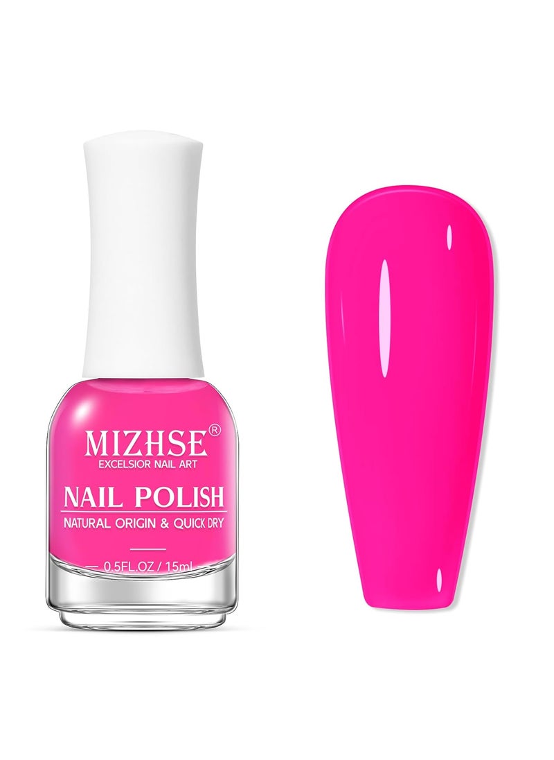 MIZHSE MIZHSE Quick Dry Nail Polish, Hot Pink Nail Polish Non Gel Air Drying Fast, 15 ml Regular Nail Polish Glossy Finish Rose Red Nail Lacquer Full Coverage Nail Art Manicure DIY Home 