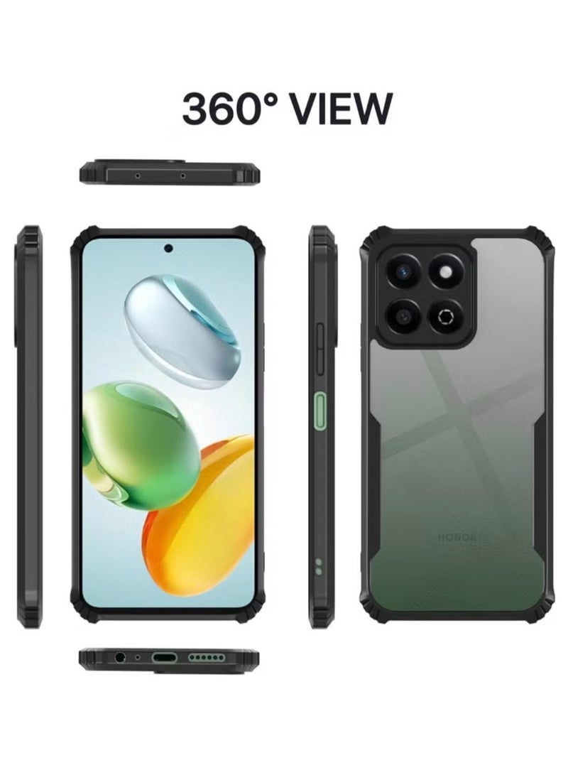 Xundo Clear Case for Honor X7D | Premium Rugged | Durable Shock-absorbing Frame | Black Border | Thermoplastic Polyurethane | Airbag Anti-drop Protection - Clear - Image 2