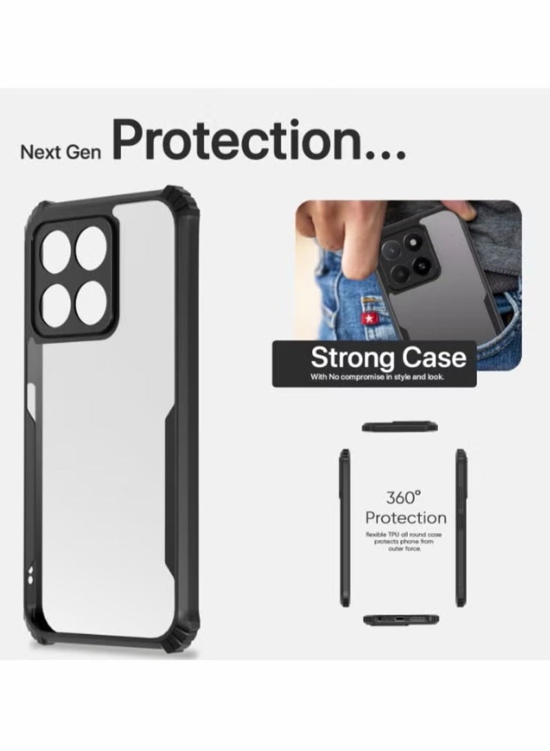 Xundo Clear Case for Honor X7D | Premium Rugged | Durable Shock-absorbing Frame | Black Border | Thermoplastic Polyurethane | Airbag Anti-drop Protection - Clear - Image 4