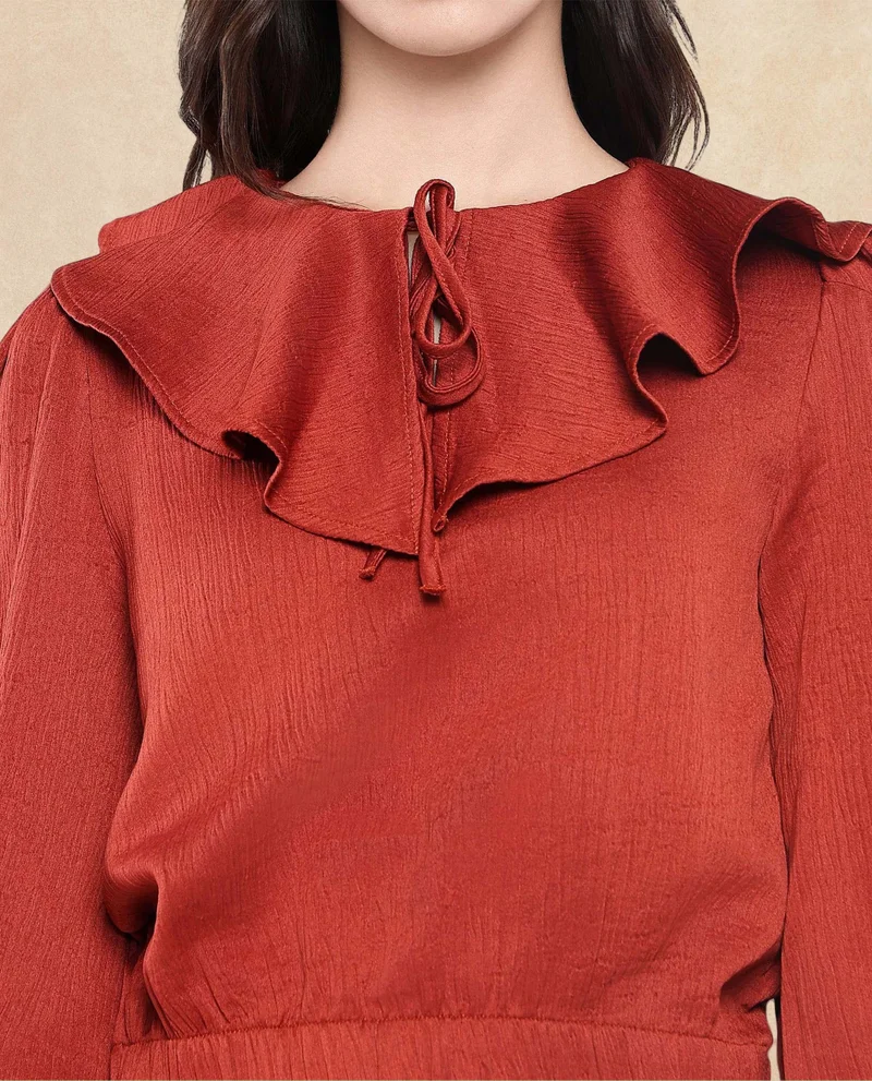 Rareism Women's Ruffle Detailed  Crop  Top