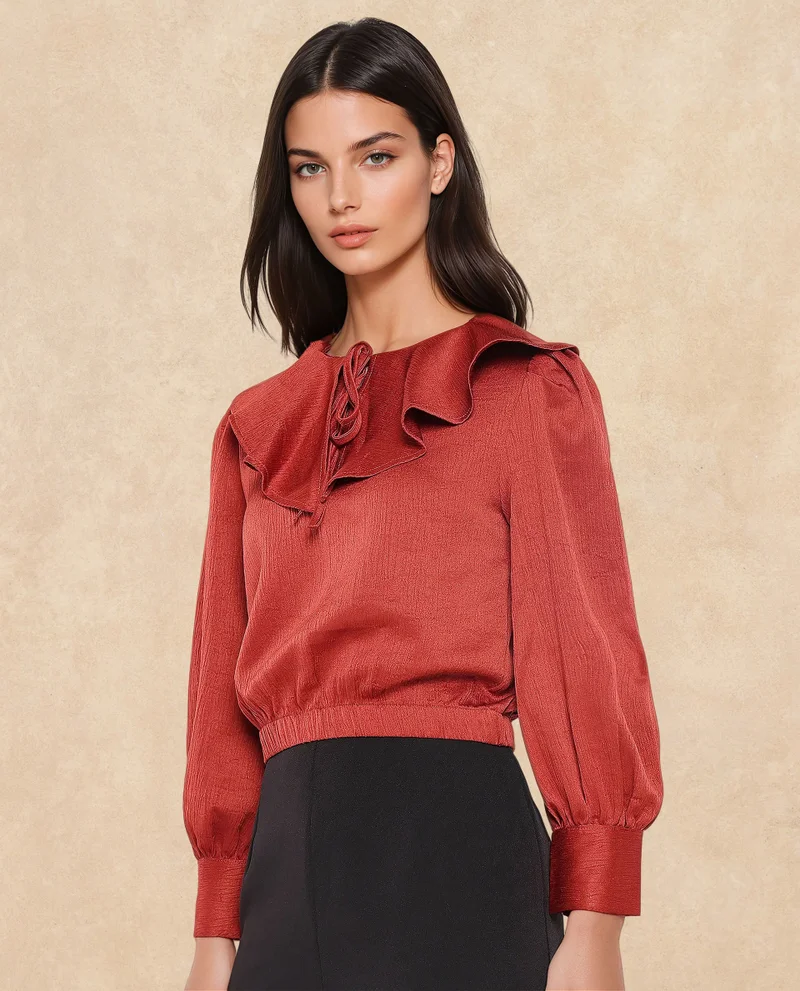 Rareism Women's Ruffle Detailed  Crop  Top