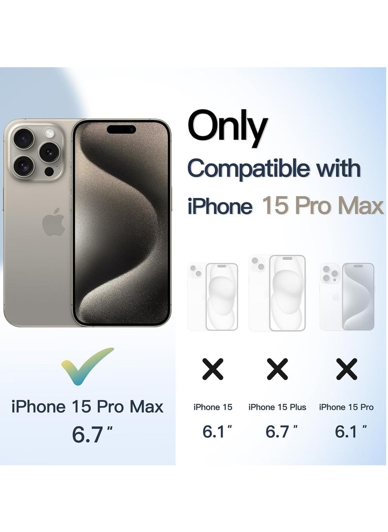 Magnetic Case for iPhone 15 Pro Max 6.7-Inch Compatible with MagSafe, Shockproof Phone Bumper Cover, Solid Color Matte TPU Frame, Anti-Scratch Clear Back (Natural Titanium)