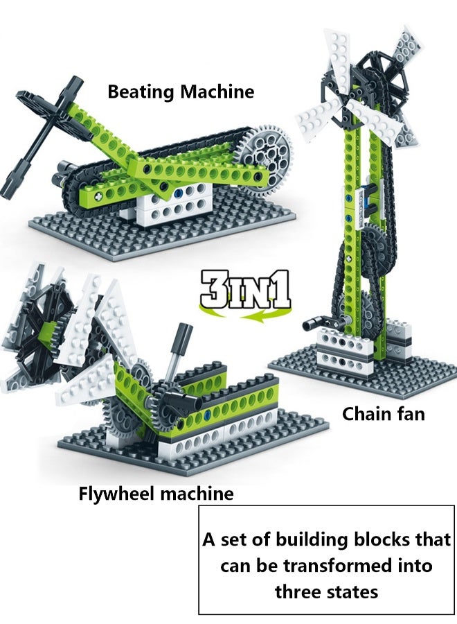 Children's Science And Education Plastic Toys Power Principle Engineering Machinery Set Small Particle Building Blocks(Three Forms Of Flywheel Machine)  - Image 2