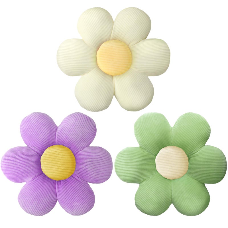 Sratte 3 Pcs Flower Pillows Flower Shaped Throw Pillows Cute Daisy Plush Pillow Decorative Floor Pillow Seat Cushion for Bedroom Home Sofa Chair Couch DecorColorful16 - Image 2