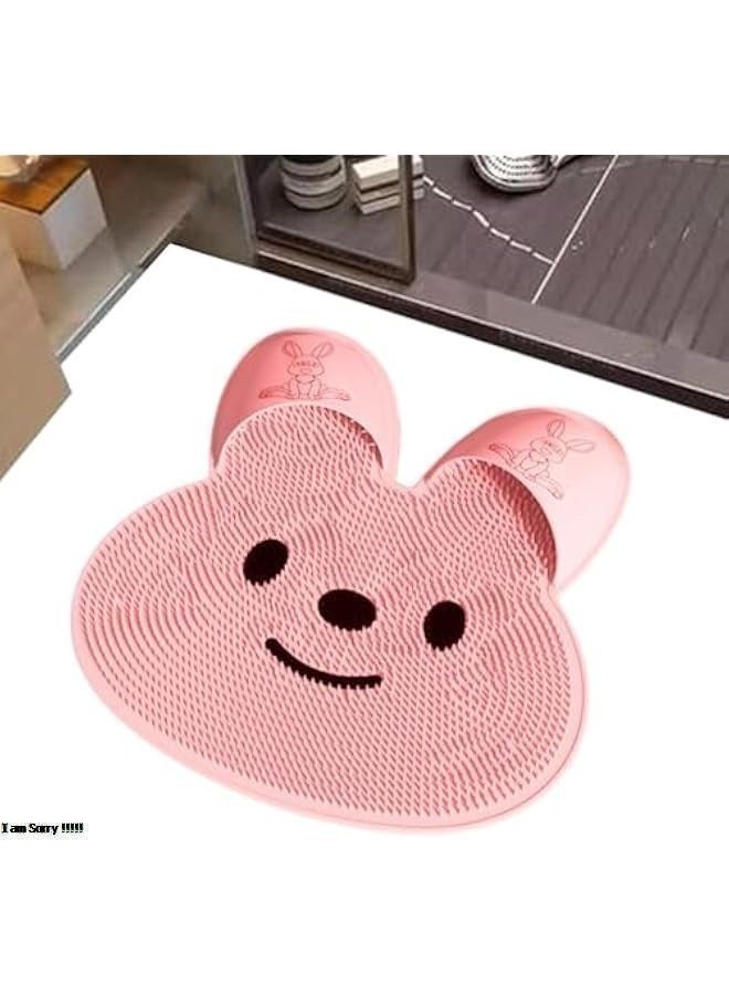 Green Tiger Silicone Cartoon Bear Bathroom Anti-Slip Foot Massage Mat with Suction Cups - Image 1