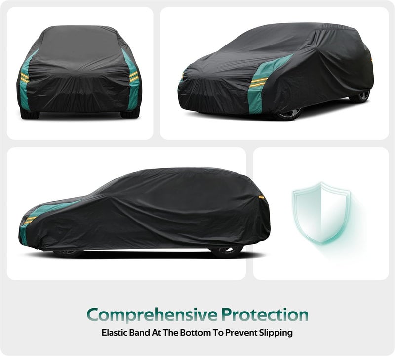 Molebt Hatchback Car Cover Waterproof All Weather for Automobiles, Universal Fit for Honda Fit, Ford Focus, Subaru Impreza, Toyota Matrix, VW Golf. Rain Winter Sun Protection. (Length: 164"-178") - Image 4