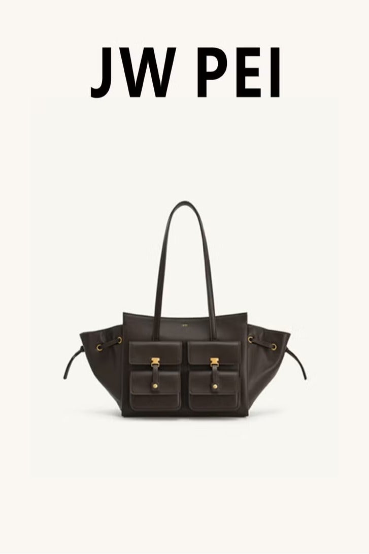 JW PEI Pocket Bag Linda Handheld Tote for Women - Large Capacity, Niche Design, Premium Feel in Deep Brown - Image 1