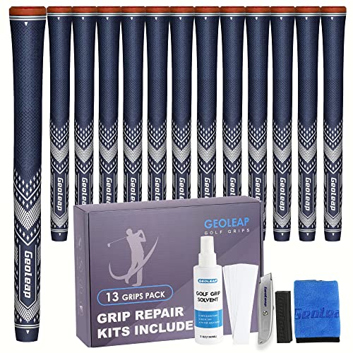 Geoleap Golf club Grip Set of 13- Soft Reduce Taper Design Provides High Traction and Performance,13 golf Grips with 15 Tapes or with All Repair Kits for Choice. (Standard, Navy-Pro Kit(13 Grips with All Repair Kits)) - Image 1