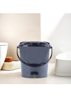 Kuber Industries Kuber Industries 7 Ltr Plastic Dustbin for Home with Pedal, Lid & Handle | Dustbin for Kitchen, Bathroom & Office | Garbage Bin for Wet or Dry Waste | Check Dhakkan- Grey & Black  - Image 1