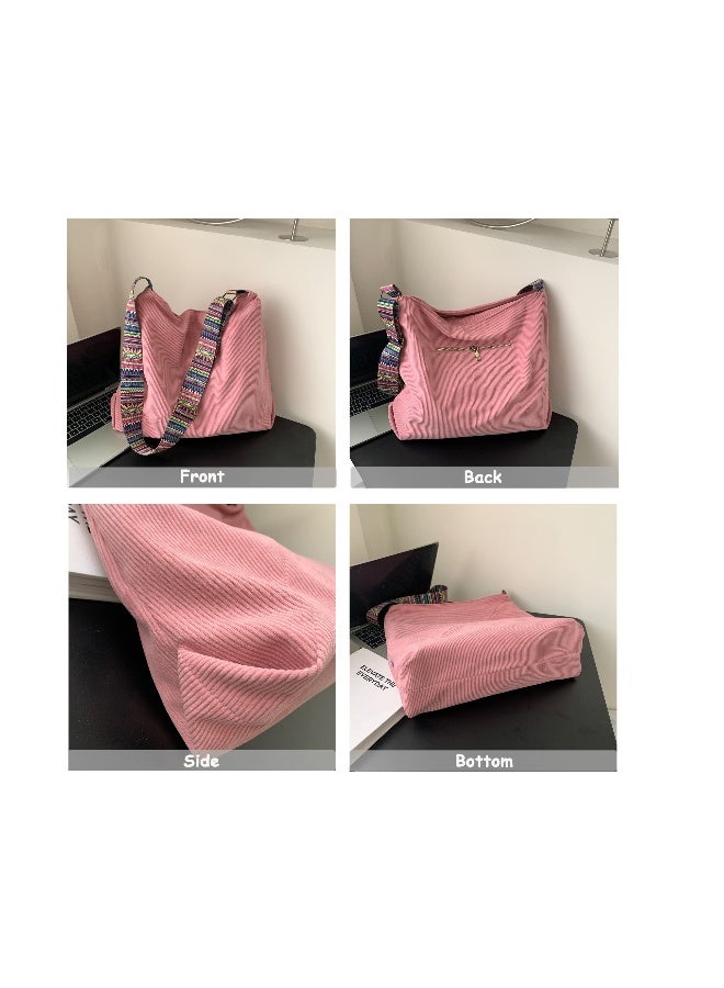 Stylish Handbag for Women, Corduroy Large Shoulder Bag, Stylish Satchel Shoulder Bag, Perfect for Everyday Use, Travel - Image 5
