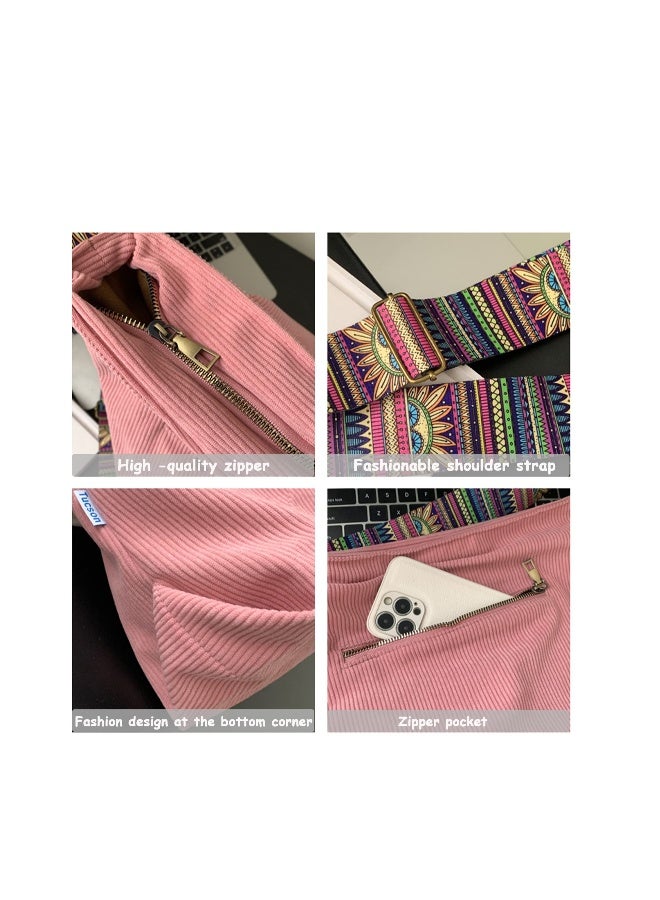 Stylish Handbag for Women, Corduroy Large Shoulder Bag, Stylish Satchel Shoulder Bag, Perfect for Everyday Use, Travel - Image 4