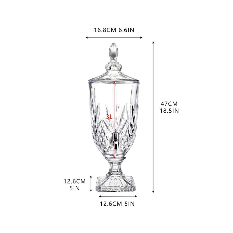 موزع مشروبات زجاجي سعة 3 لترات مع صنبور، موزع مشروبات زجاجي للحفلات، موزع مشروبات واسع الفوهة للعصائر لحفلات الزفاف، موزع مشروبات مانع للتسرب - Image 2