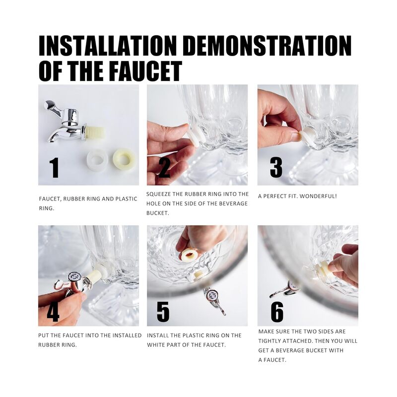 موزع مشروبات زجاجي سعة 3 لترات مع صنبور، موزع مشروبات زجاجي للحفلات، موزع مشروبات واسع الفوهة للعصائر لحفلات الزفاف، موزع مشروبات مانع للتسرب - Image 4