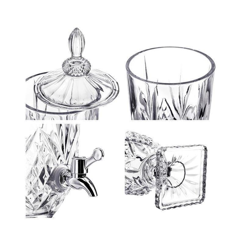 موزع مشروبات زجاجي سعة 3 لترات مع صنبور، موزع مشروبات زجاجي للحفلات، موزع مشروبات واسع الفوهة للعصائر لحفلات الزفاف، موزع مشروبات مانع للتسرب - Image 3