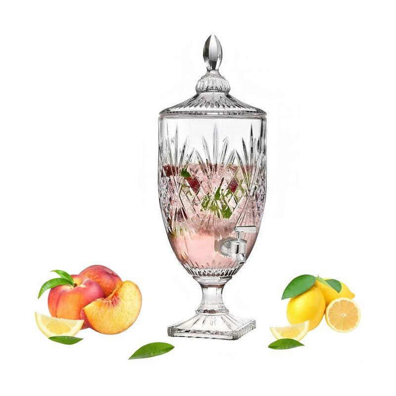 موزع مشروبات زجاجي سعة 3 لترات مع صنبور، موزع مشروبات زجاجي للحفلات، موزع مشروبات واسع الفوهة للعصائر لحفلات الزفاف، موزع مشروبات مانع للتسرب - Image 1