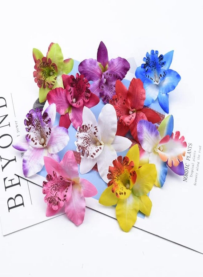 Erioctry 12Pcs Orchid Flower Hair Clips Multicolor Hawaiian Beach Flower Hair Pins Butterfly Orchid Alligator Slide Clips Wedding Party Bridal Hairclips Hair Accessories for Women Girls - Image 5