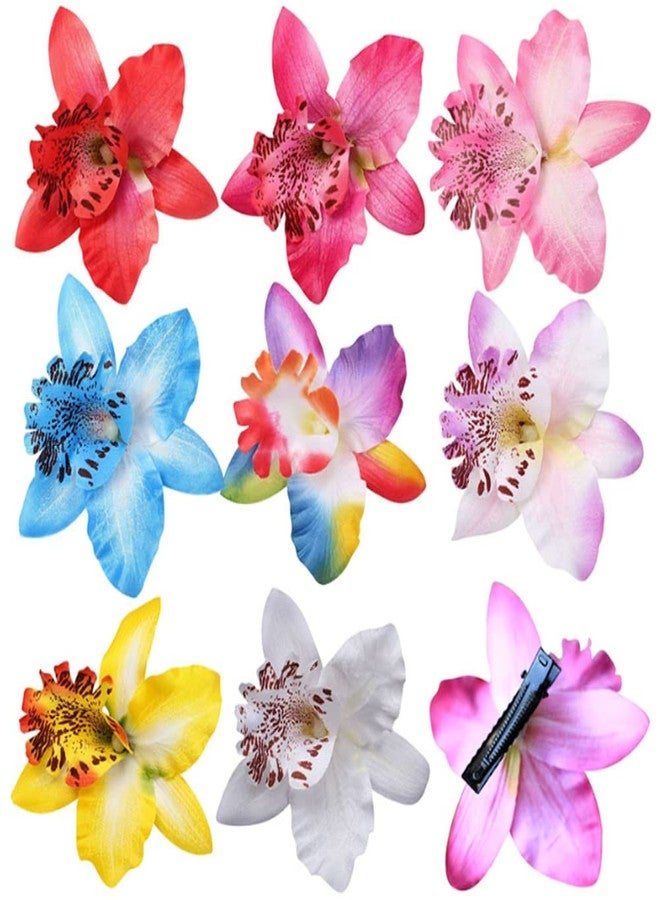 Erioctry 12Pcs Orchid Flower Hair Clips Multicolor Hawaiian Beach Flower Hair Pins Butterfly Orchid Alligator Slide Clips Wedding Party Bridal Hairclips Hair Accessories for Women Girls - Image 4