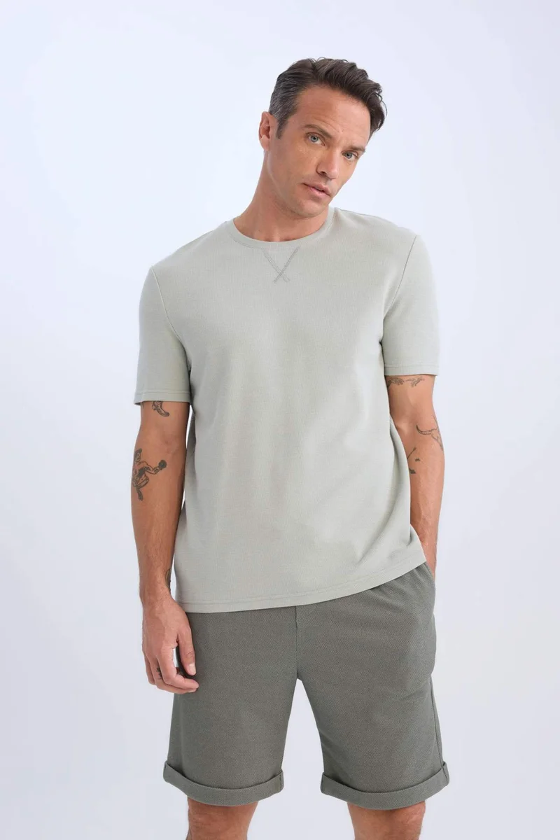 DeFacto Waist Tie Pique Bermuda Shorts