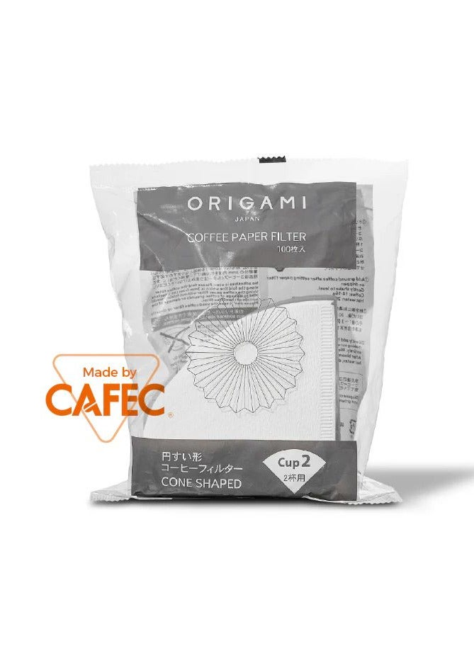 CAFEC Origami Paper filter 100pcs -02 2cups - Image 1