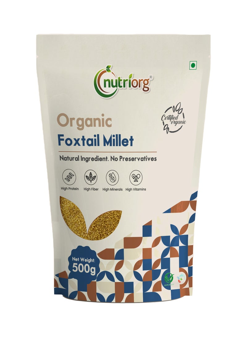 Nutriorg Organic Roasted Foxtail Millet  500g  | Nutriorg Millets, Organic Thenai/Korralu/Kangni Millets Whole Grains Pack, Good Diabetic Food,
