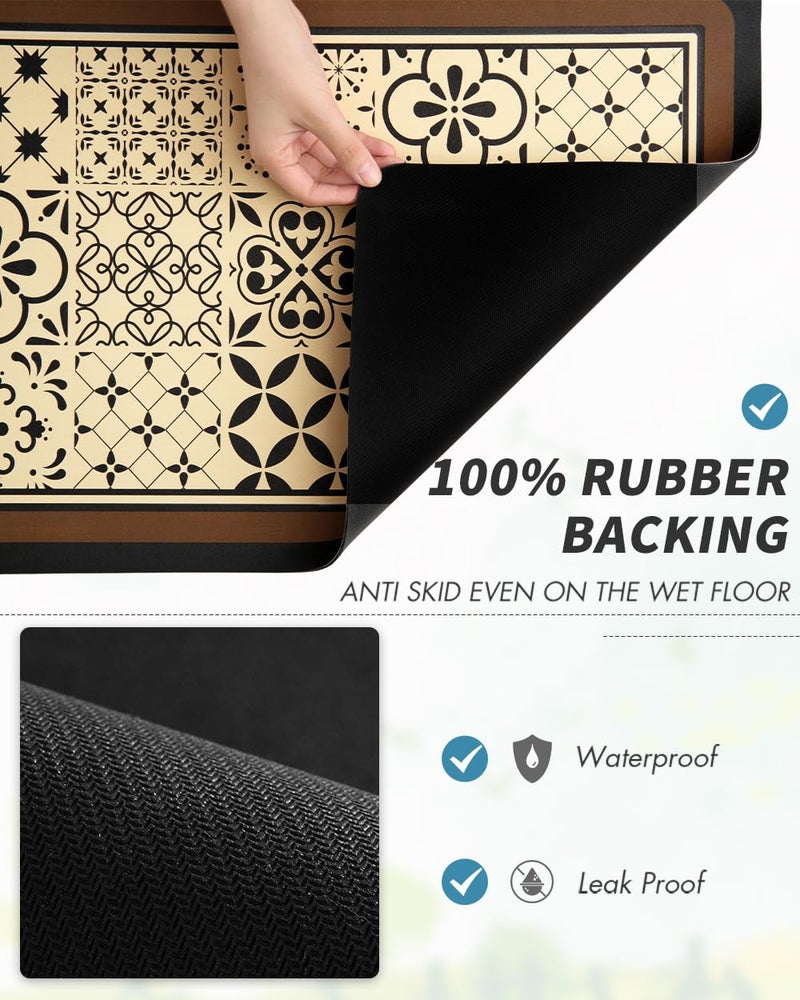 AMOAMI Coffee Mat - Hide Stain Rubber Backed Absorbent Dish Drying Mat for Kitchen Counter - Fits Under Coffee Maker - Khaki 12X19 - Image 5