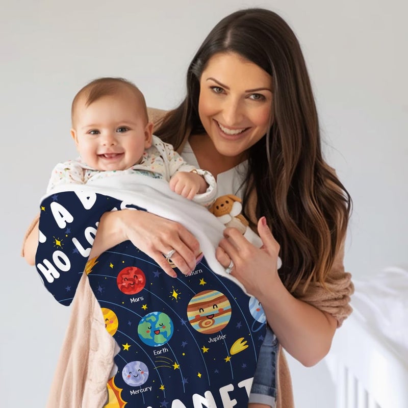 ARTBLANKET Just A Boy Who Loves Planets Solar System Space Throw Blanket Fannel Fleece Super Soft Funny Blanket Travel Throw Blanket for Bed Couch Sofa 40 x 30 Inch for Baby - Image 4