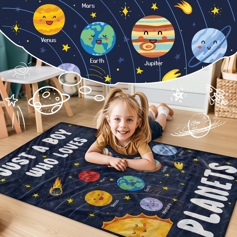 ARTBLANKET Just A Boy Who Loves Planets Solar System Space Throw Blanket Fannel Fleece Super Soft Funny Blanket Travel Throw Blanket for Bed Couch Sofa 40 x 30 Inch for Baby - Image 5