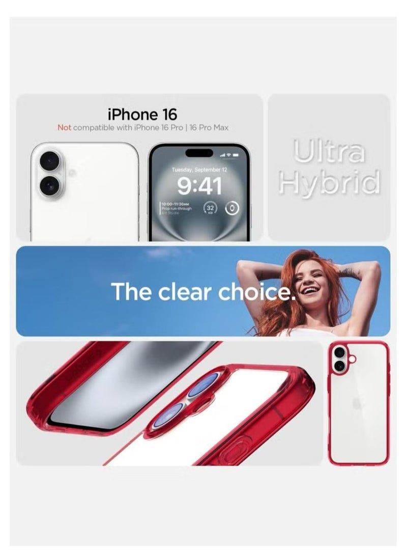 Spigen Ultra Hybrid iPhone 16 Case Cover (2024) - Red Crystal - Image 2