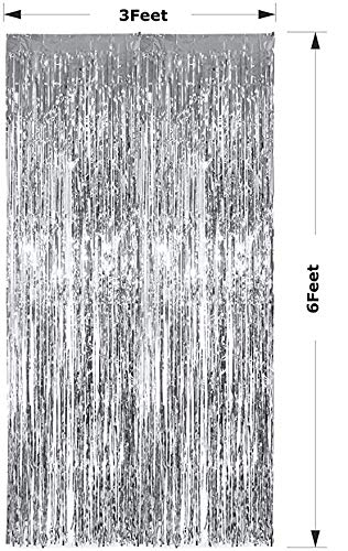 HK balloons Silver Foil 3x6 ft Photo Backdrop Curtain Pack of 4 for Birthday Anniversary Marriage and Bachelorette Curtains Party Decoration - Image 2
