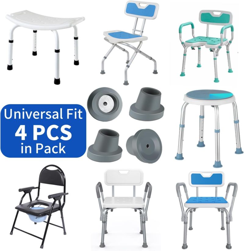 Replacement Feet for Shower Chair: Gray Non-Slip Rubber Suction Cup Feet - Bathroom Safety Accessory for Elderly Care Mobility Aid Parts - Image 2